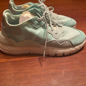 Teal adidas sneakers. Barely worn. Really good condition